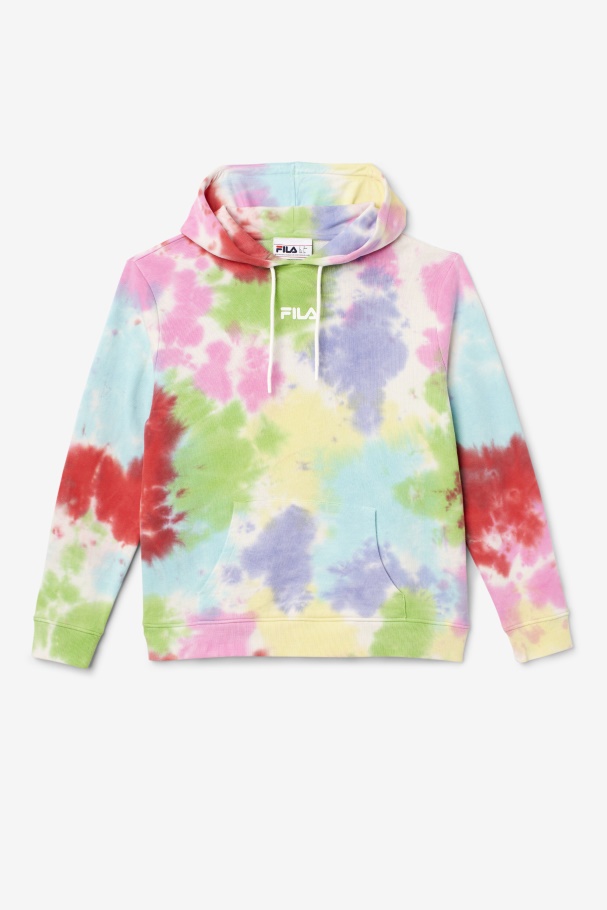 Aerolynn Tie Dye Hoodie Fila UK Green/White/Periwinkle/Red