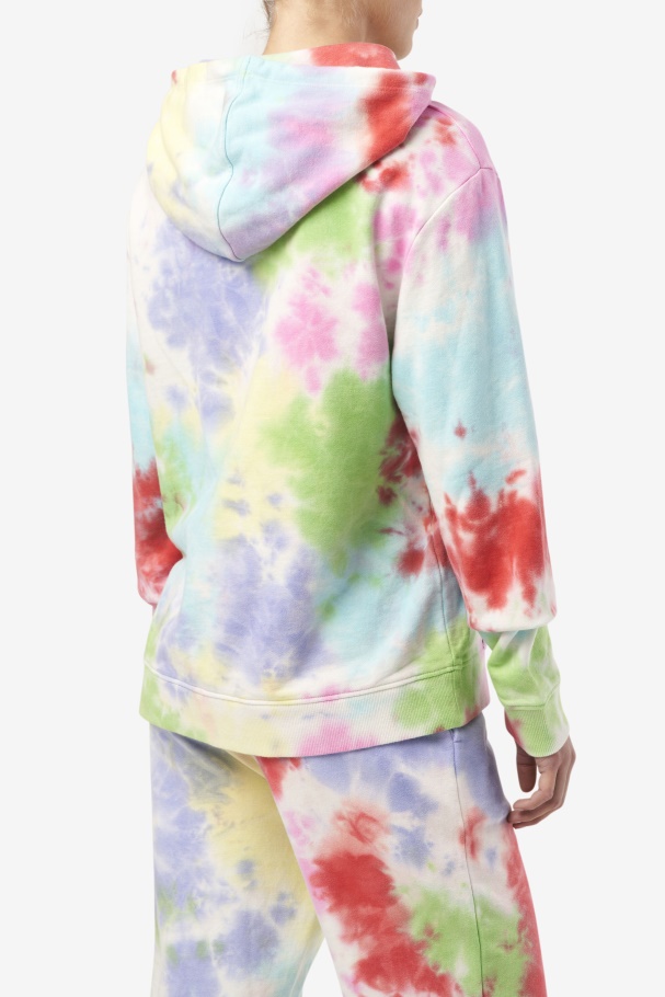 Aerolynn Tie Dye Hoodie Fila UK Green/White/Periwinkle/Red