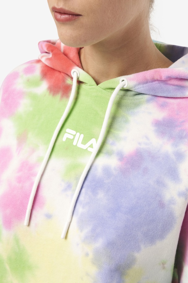 Aerolynn Tie Dye Hoodie Fila UK Green/White/Periwinkle/Red