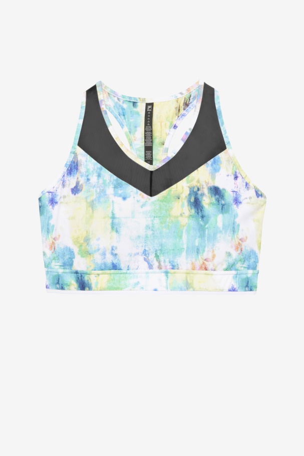 Tie Dye/Black/White Uplift Racerback Bra Top Fila UK