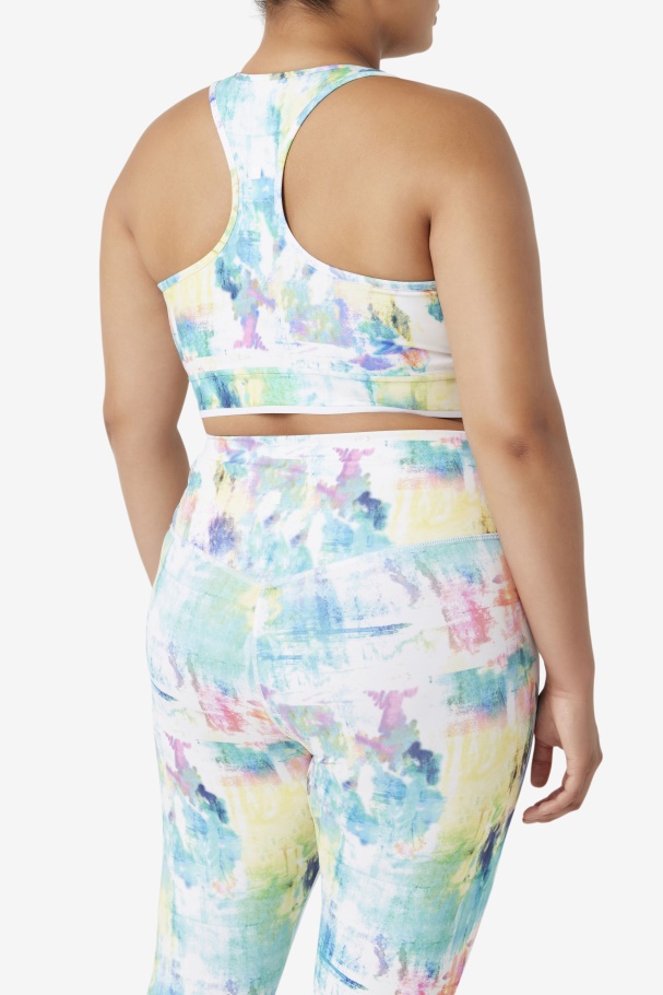 Tie Dye/Black/White Uplift Racerback Bra Top Fila UK