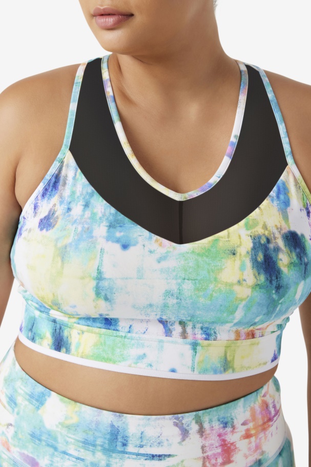 Tie Dye/Black/White Uplift Racerback Bra Top Fila UK