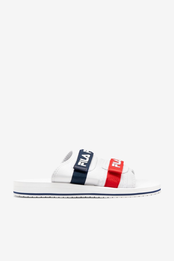 White/Navy/Red Fila UK Men's utility silde