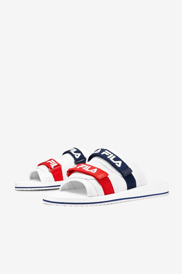 White/Navy/Red Fila UK Men\'s utility silde