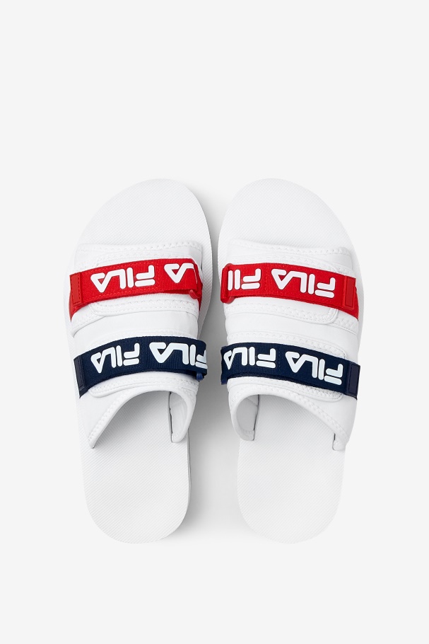 White/Navy/Red Fila UK Men\'s utility silde