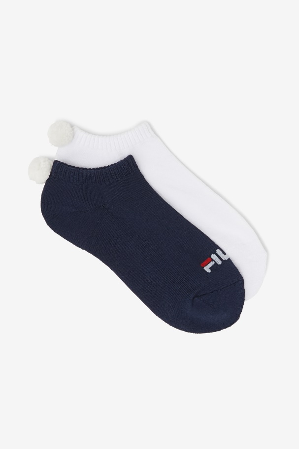 Women's Tennis Pom Pom Sock 2-Pack Fila UK Navy