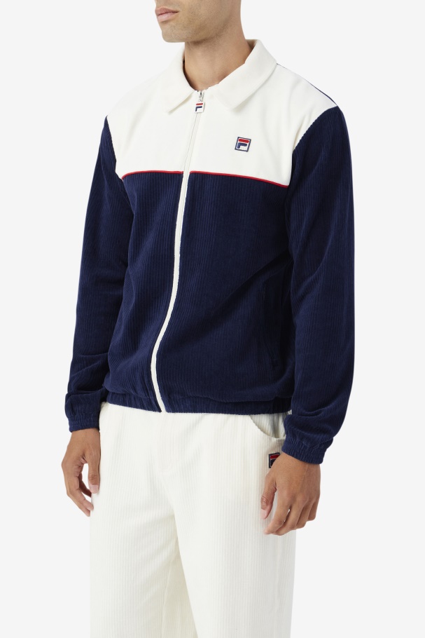 Fila UK Gerard Velour Jacket Navy/Egret/Red