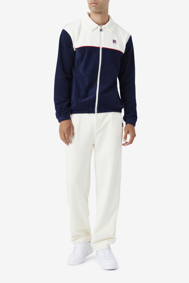 Fila UK Gerard Velour Jacket Navy/Egret/Red