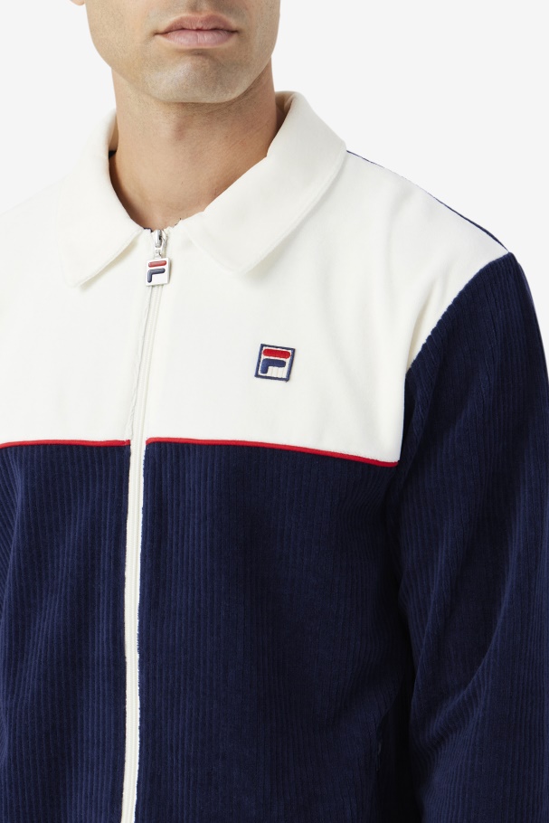 Fila UK Gerard Velour Jacket Navy/Egret/Red