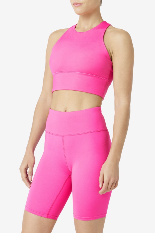 Fila UK Uplift High Neck Sports Bra Bright Pink