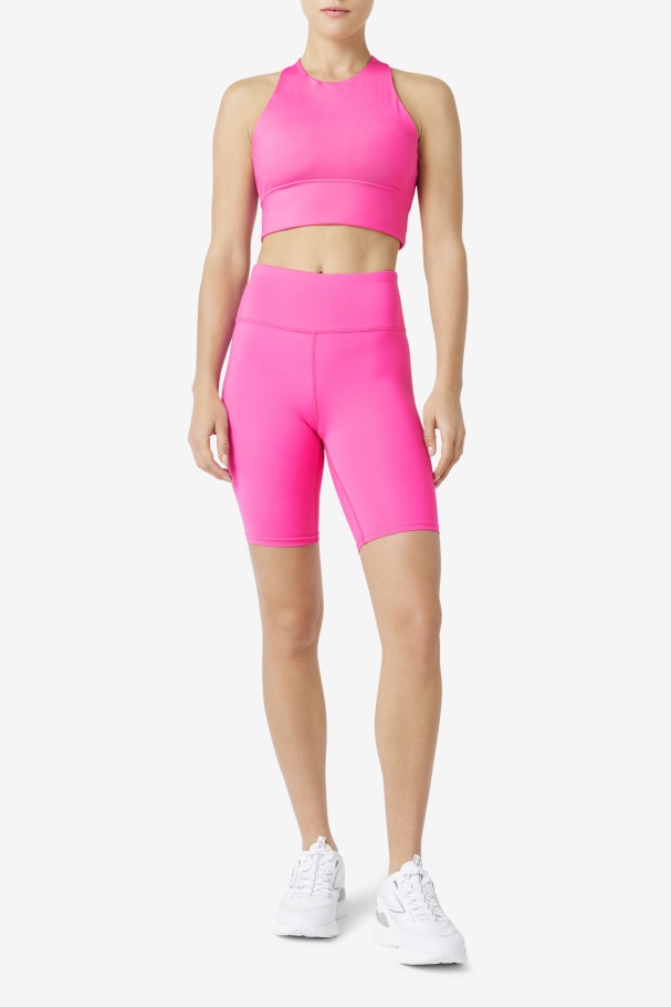 Fila UK Uplift High Neck Sports Bra Bright Pink