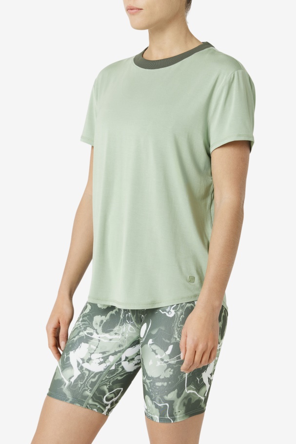 Basil/Thyme Fi-Lux Short Sleeve Top Fila UK