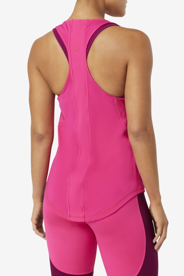 Fila UK Brtpink Uplift Textured Racerback Tank Top