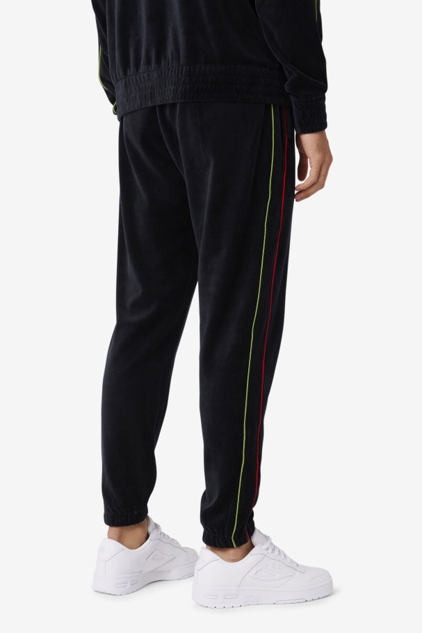 Fila UK Deverall Velour Pant Black/Red/Forest Green