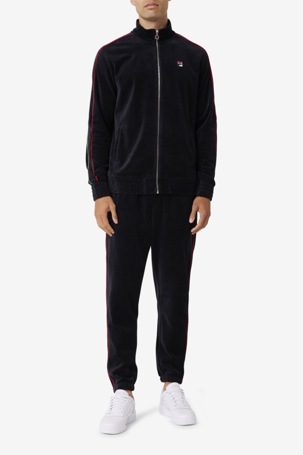 Fila UK Deverall Velour Pant Black/Red/Forest Green