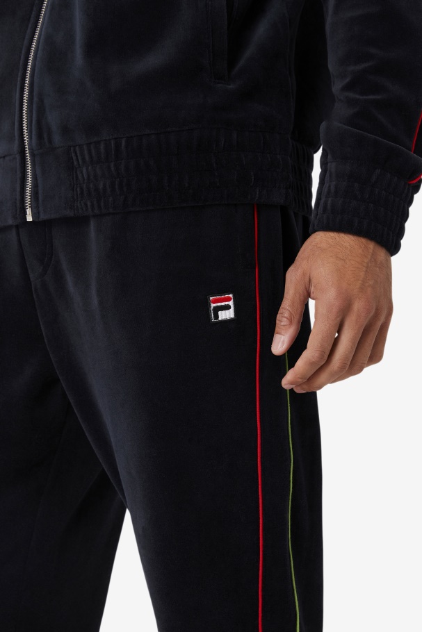 Fila UK Deverall Velour Pant Black/Red/Forest Green