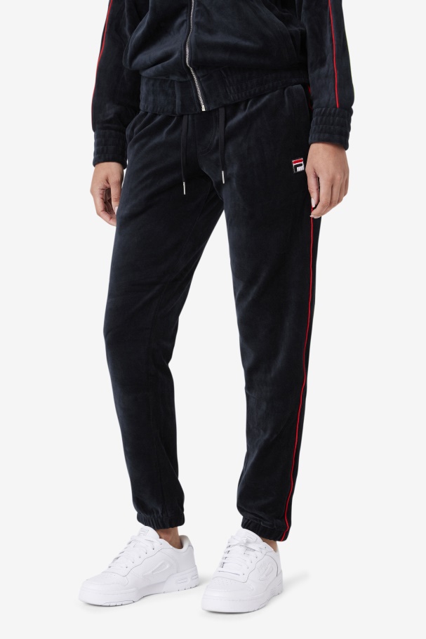 Fila UK Deverall Velour Pant Black/Red/Forest Green