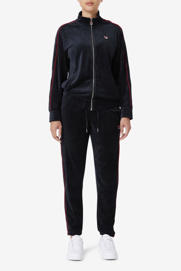 Fila UK Deverall Velour Pant Black/Red/Forest Green