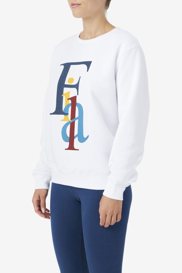 White/Ocean/Yellow Fila UK Araceli Crewneck