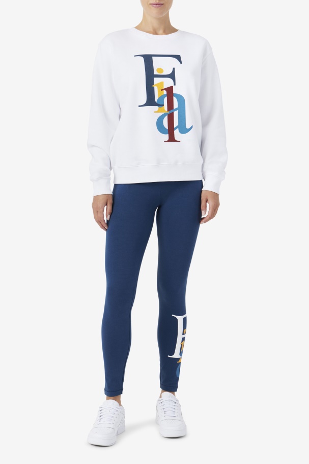 White/Ocean/Yellow Fila UK Araceli Crewneck