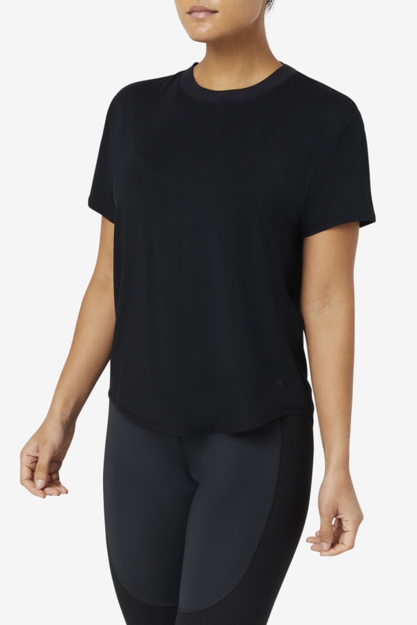 Fila UK Fi-Lux Black Short Sleeve Top