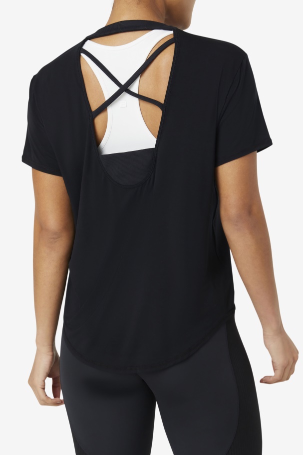 Fila UK Fi-Lux Black Short Sleeve Top