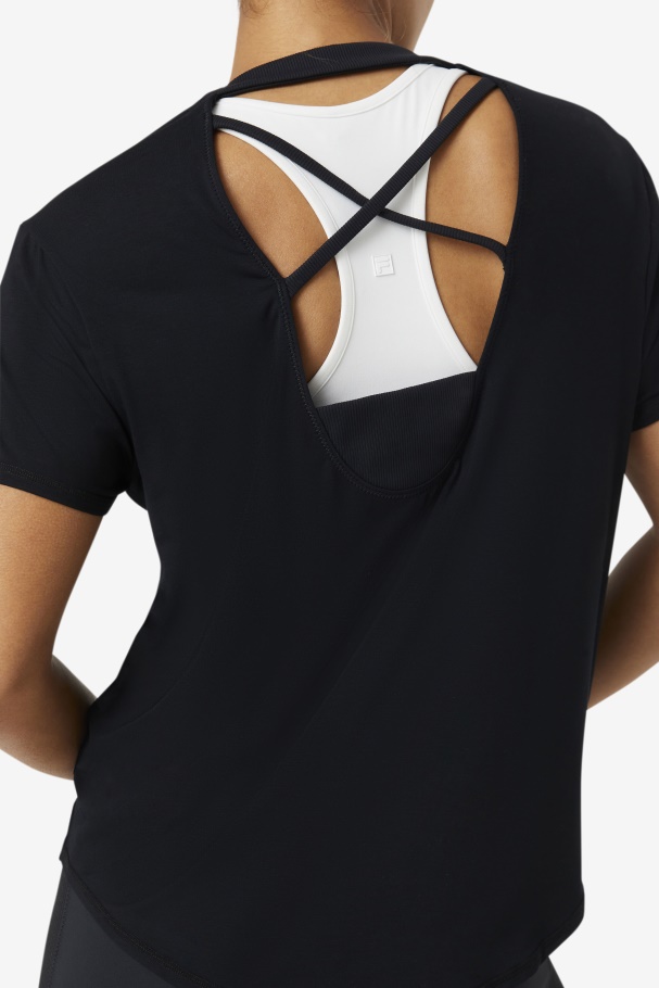 Fila UK Fi-Lux Black Short Sleeve Top