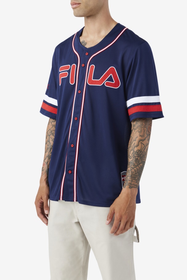 2Pac Baseball Jersey Fila UK Navy/Red/White