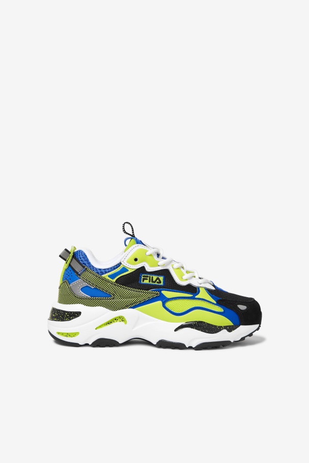 White/Black/Lime Punch Fila UK Little Kids' Ray Tracer Apex