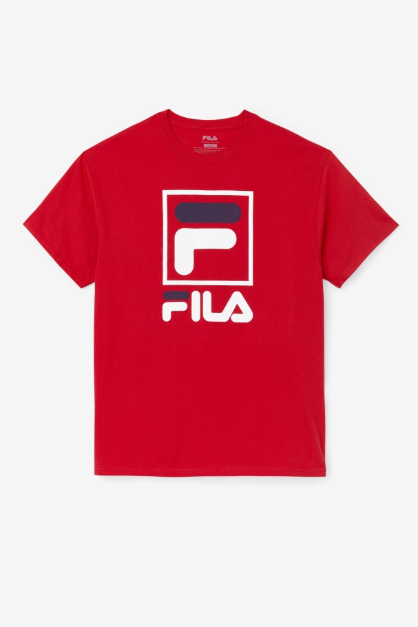 Red/White/Navy stacked tee shirt Fila UK