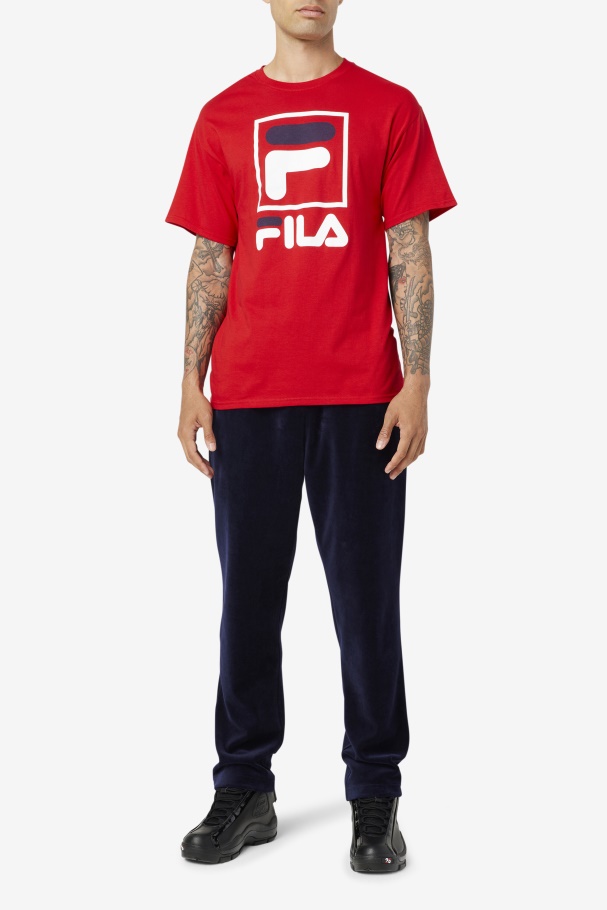 Red/White/Navy stacked tee shirt Fila UK