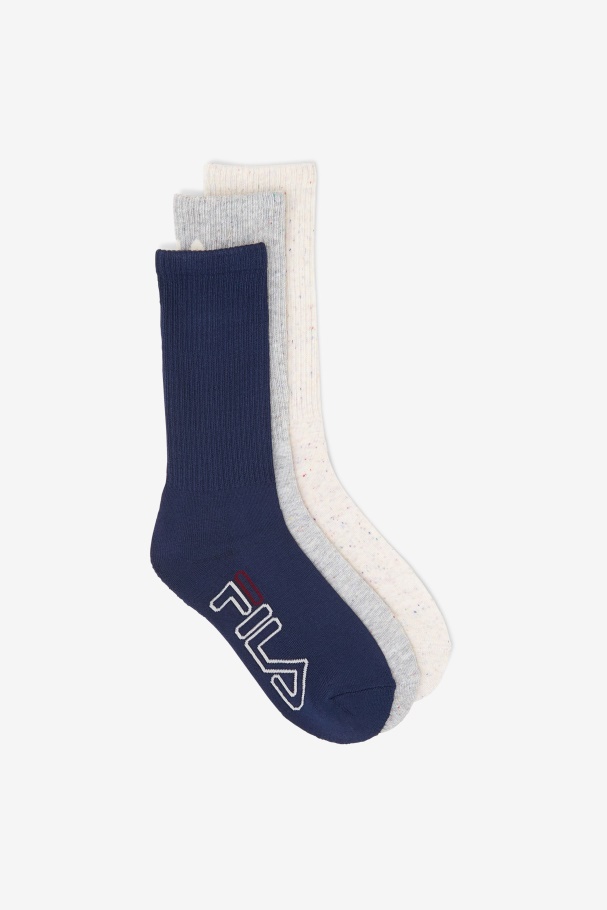 Women's Speckle Stripe Crew Sock 3-Pack Fila UK White
