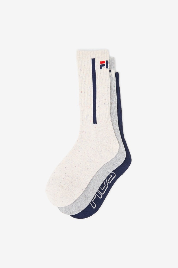 Women\'s Speckle Stripe Crew Sock 3-Pack Fila UK White