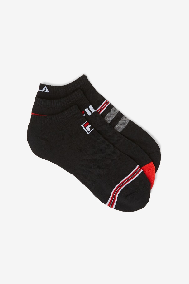 Men's Striped No Show Sock 3-Pack Fila UK Black