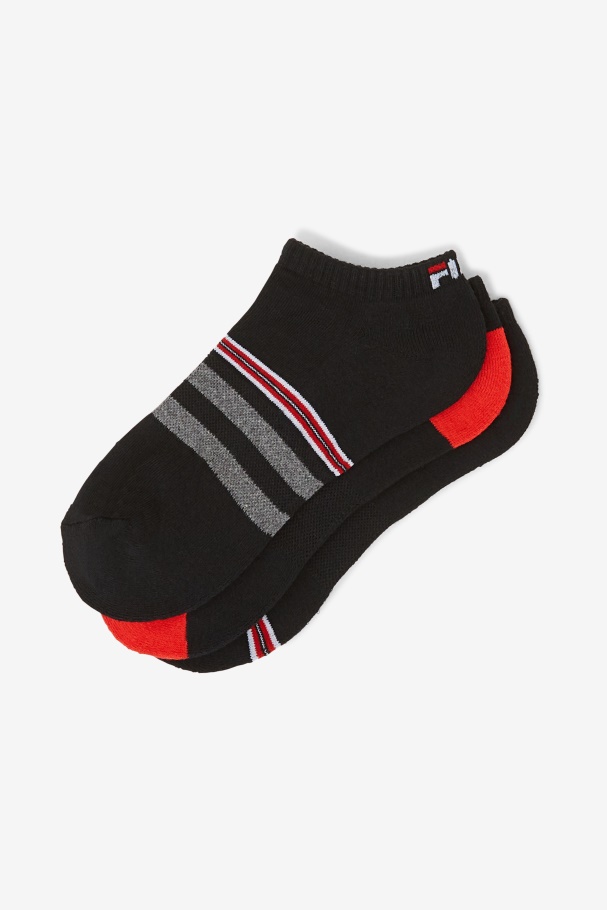 Men\'s Striped No Show Sock 3-Pack Fila UK Black
