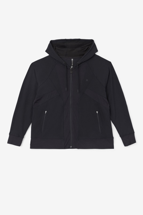 Fi-Lux Texture Black Full Zip Hoodie Fila UK