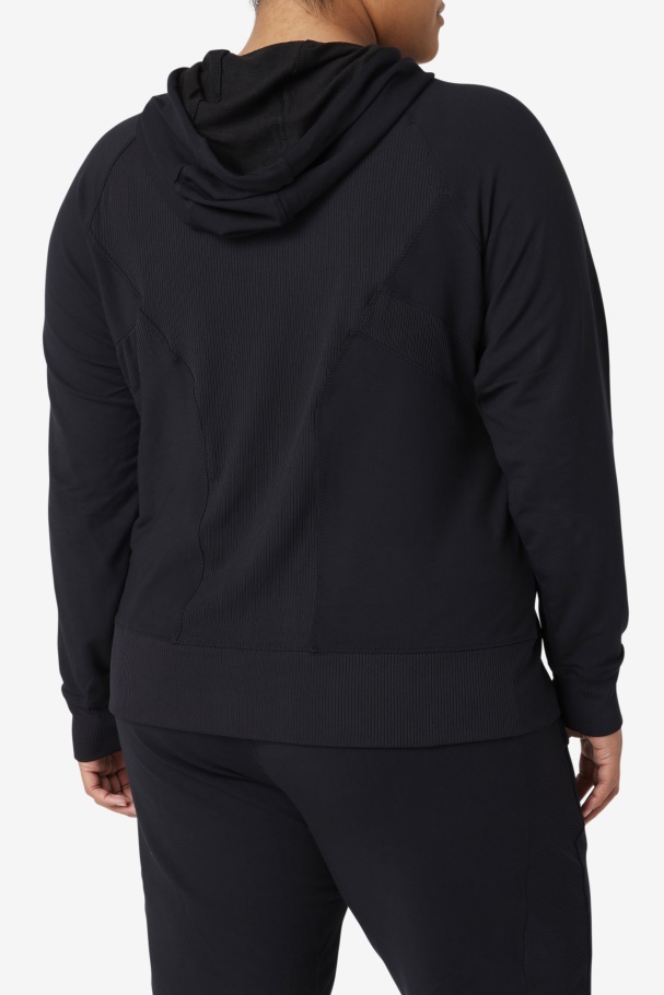 Fi-Lux Texture Black Full Zip Hoodie Fila UK