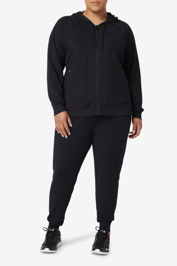 Fi-Lux Texture Black Full Zip Hoodie Fila UK