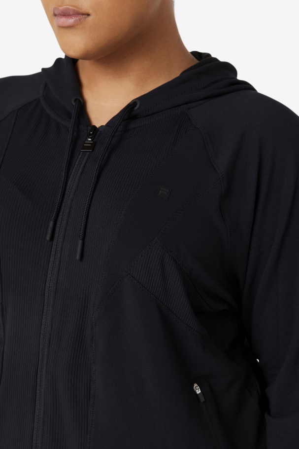 Fi-Lux Texture Black Full Zip Hoodie Fila UK