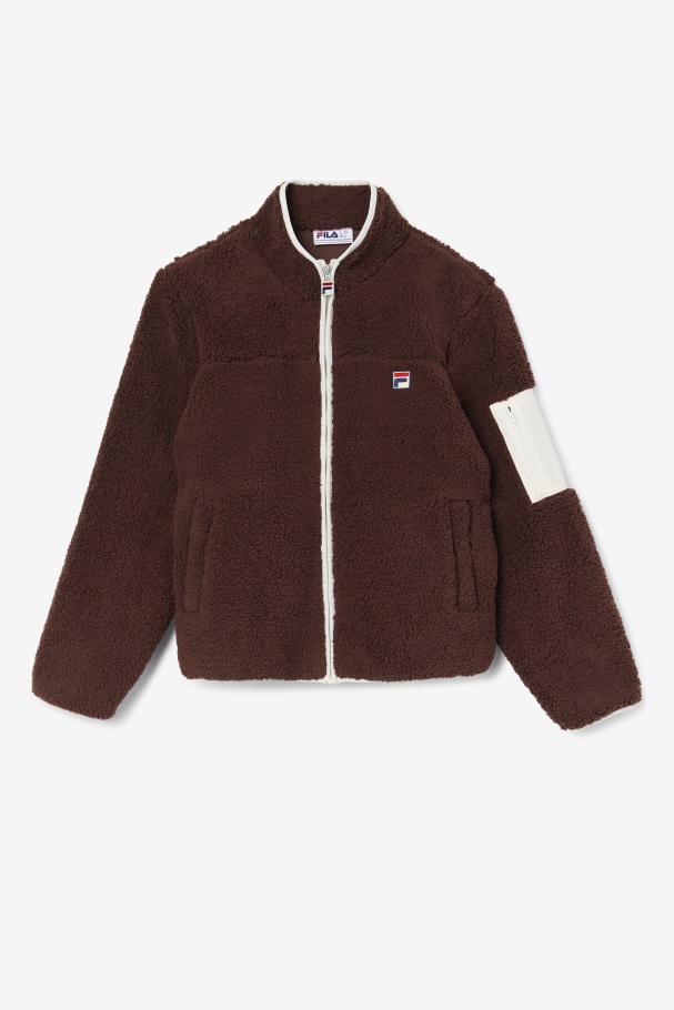 Fila UK Yale Sherpa Jacket Brown Stone/Egret