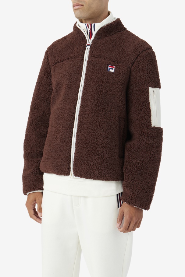 Fila UK Yale Sherpa Jacket Brown Stone/Egret
