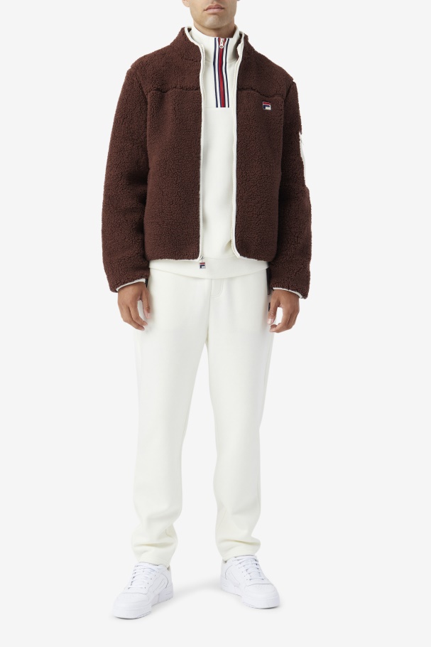 Fila UK Yale Sherpa Jacket Brown Stone/Egret