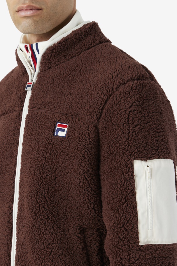 Fila UK Yale Sherpa Jacket Brown Stone/Egret