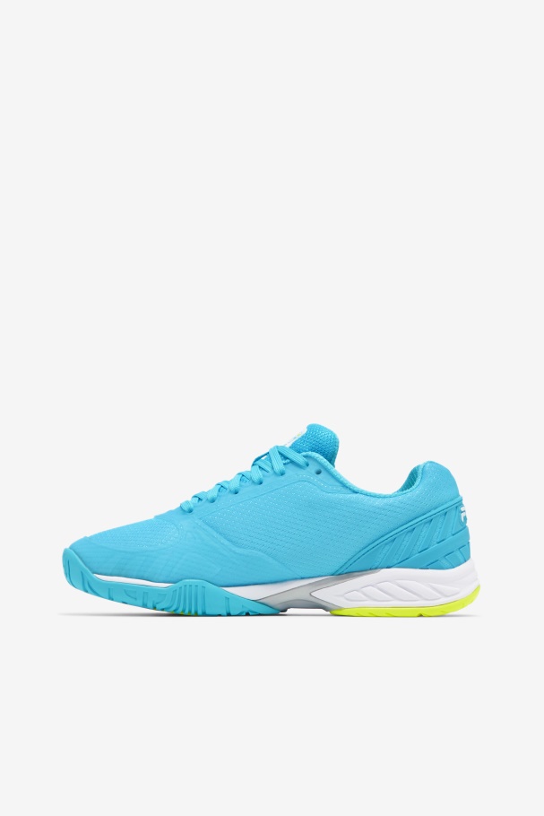 Bluefish/White/Yellow Fila UK Women\'s Volley Zone