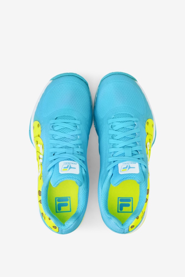 Bluefish/White/Yellow Fila UK Women\'s Volley Zone