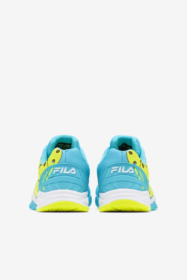 Bluefish/White/Yellow Fila UK Women\'s Volley Zone