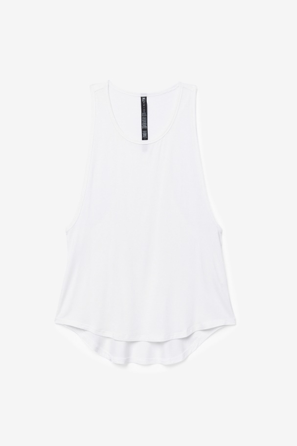 White Fila UK Fi-Lux Long Tank Top