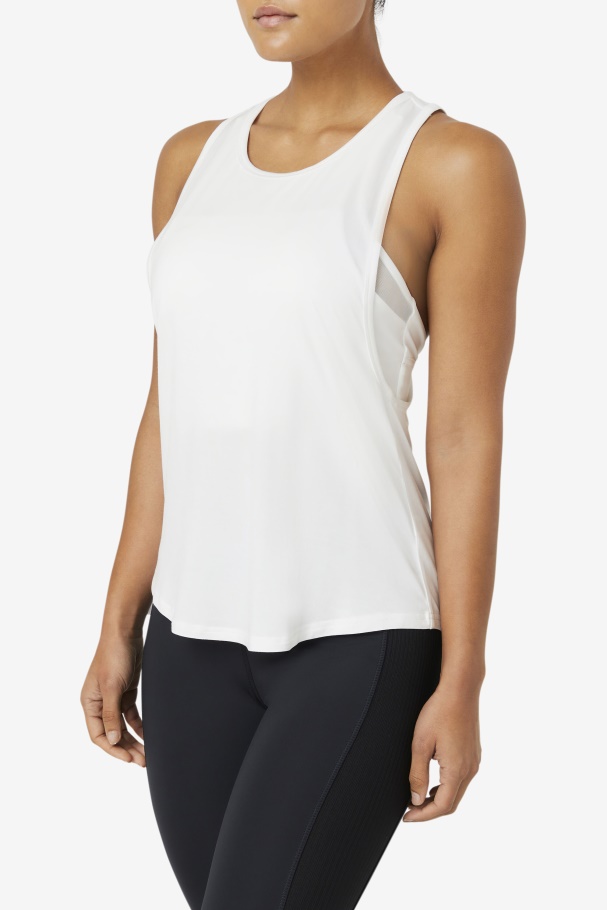 White Fila UK Fi-Lux Long Tank Top