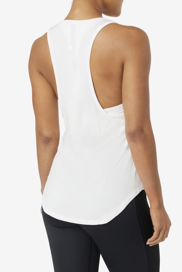 White Fila UK Fi-Lux Long Tank Top