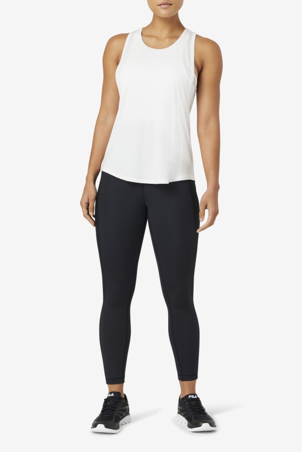 White Fila UK Fi-Lux Long Tank Top